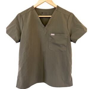 FIGS Catarina Scrub Top Small Petite Olive Green Scrub Top